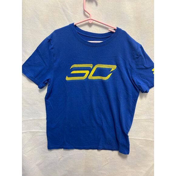 Under Armour Youth Blue Short Sleeve T-Shirt With Steph Curry Logo large - Picture 1 of 10